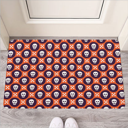Halloween Skull And Bone Pattern Print Rubber Doormat