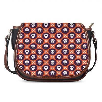Halloween Skull And Bone Pattern Print Saddle Bag