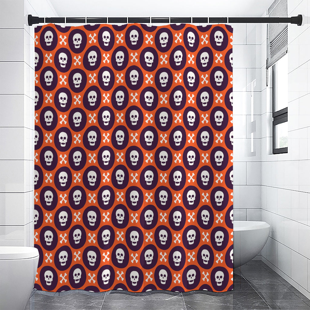 Halloween Skull And Bone Pattern Print Shower Curtain