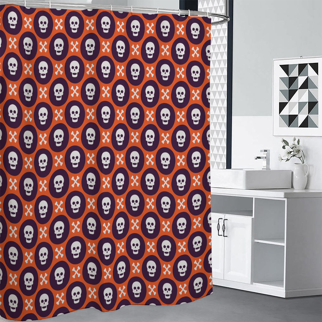 Halloween Skull And Bone Pattern Print Shower Curtain