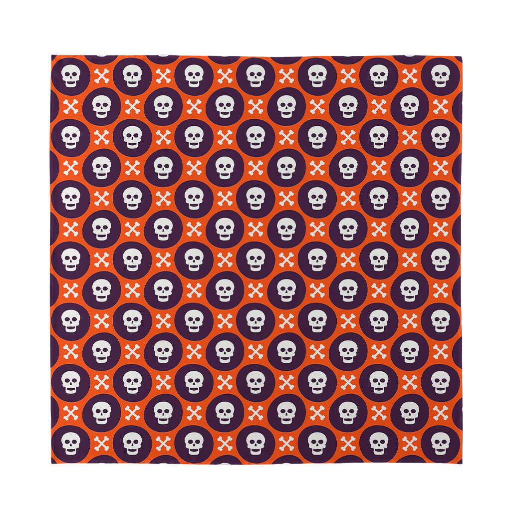 Halloween Skull And Bone Pattern Print Silk Bandana