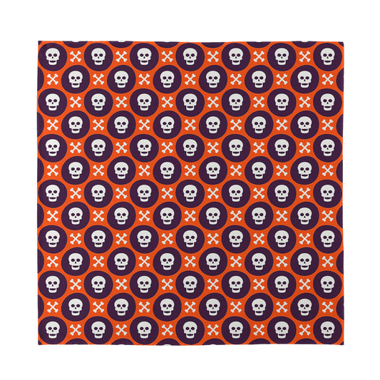 Halloween Skull And Bone Pattern Print Silk Bandana