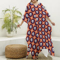 Halloween Skull And Bone Pattern Print Silk V-Neck Kaftan Dress