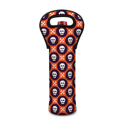 Halloween Skull And Bone Pattern Print Single Neoprene Wine Tote