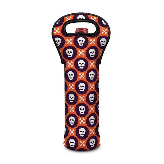 Halloween Skull And Bone Pattern Print Single Neoprene Wine Tote