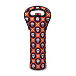 Halloween Skull And Bone Pattern Print Single Neoprene Wine Tote