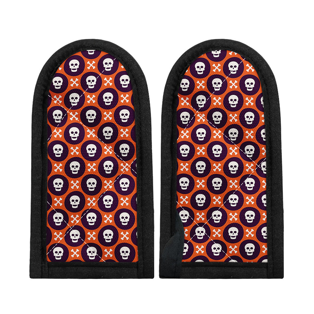 Halloween Skull And Bone Pattern Print Skillet Handle Cover
