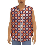 Halloween Skull And Bone Pattern Print Sleeveless Baseball Jersey