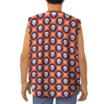 Halloween Skull And Bone Pattern Print Sleeveless Baseball Jersey