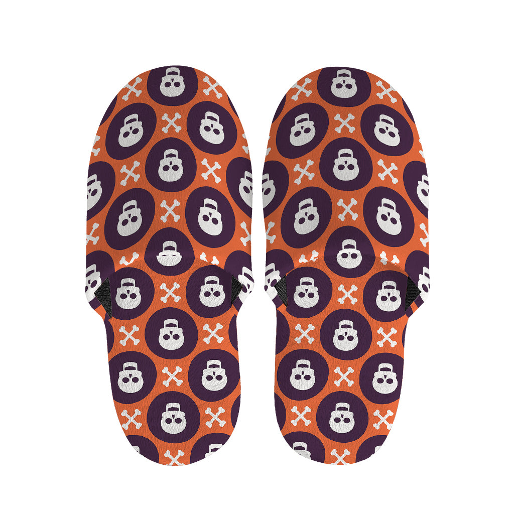 Halloween Skull And Bone Pattern Print Slippers