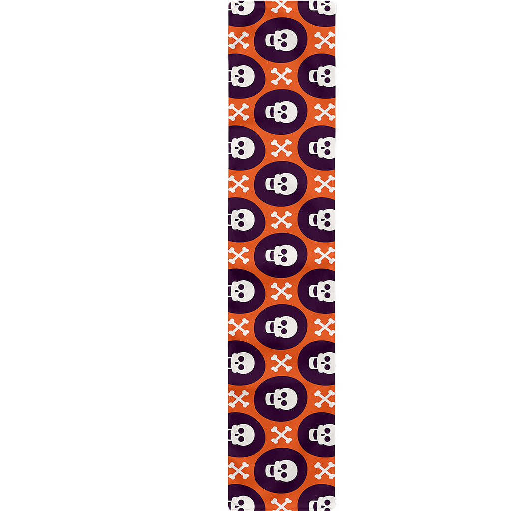 Halloween Skull And Bone Pattern Print Table Runner