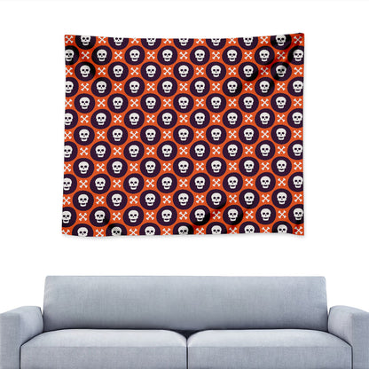 Halloween Skull And Bone Pattern Print Tapestry