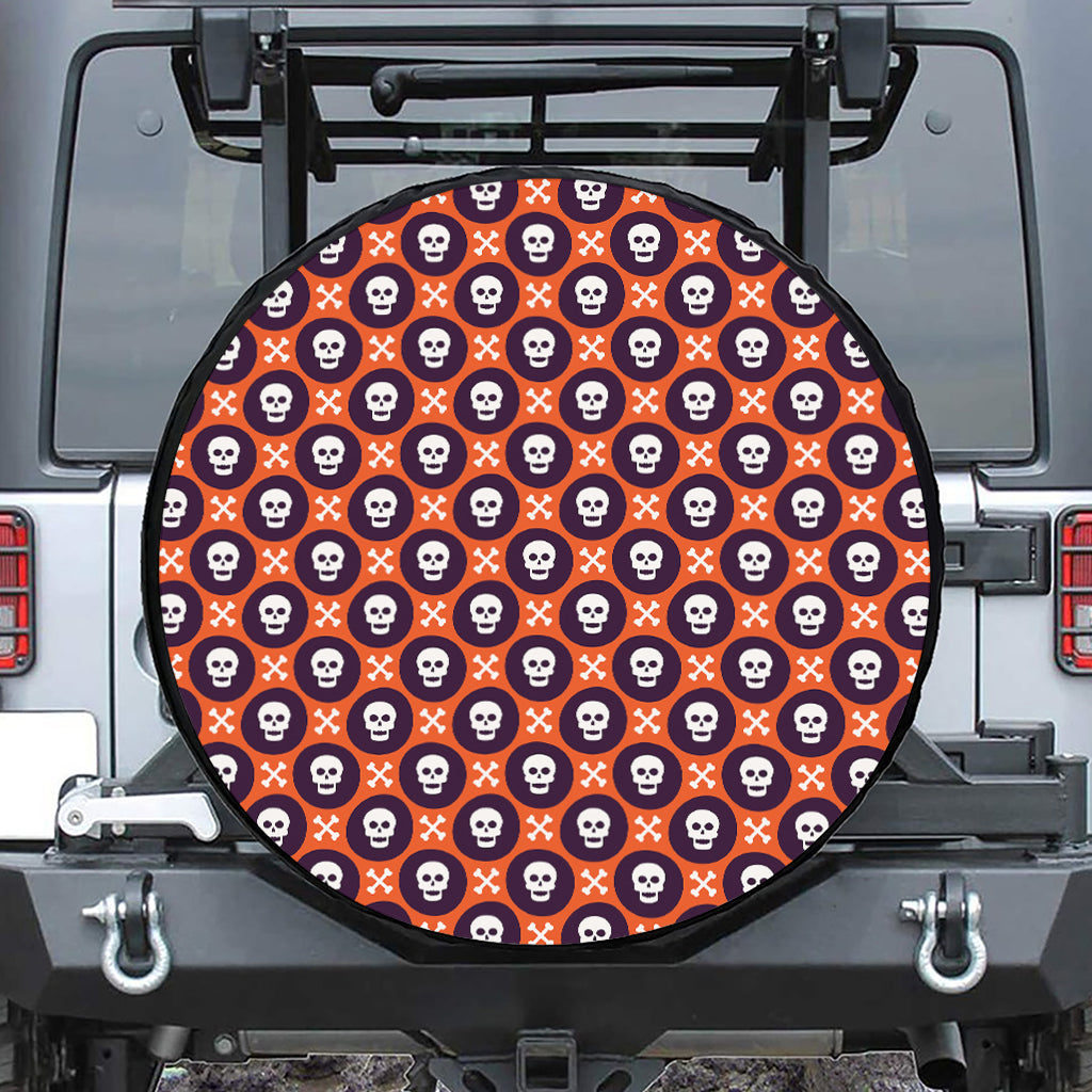 Halloween Skull And Bone Pattern Print Tire Cover