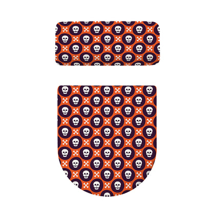 Halloween Skull And Bone Pattern Print Toilet Lid And Tank Cover Set