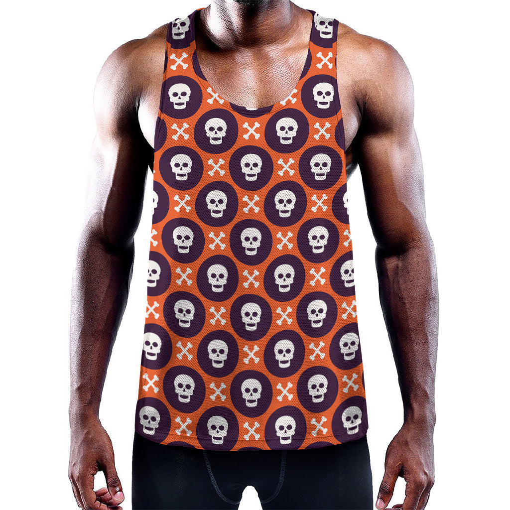 Halloween Skull And Bone Pattern Print Training Tank Top