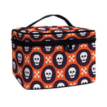 Halloween Skull And Bone Pattern Print Travel Makeup Bag