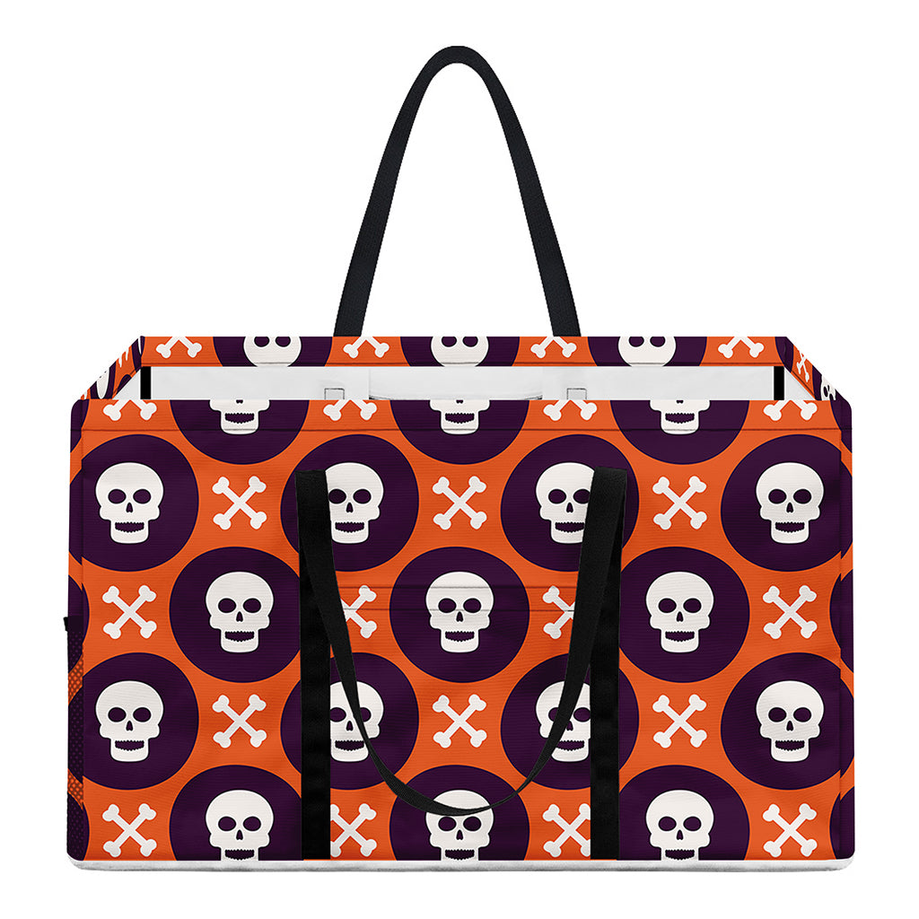 Halloween Skull And Bone Pattern Print Utility Tote Bag