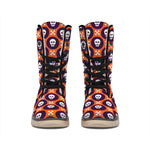 Halloween Skull And Bone Pattern Print Winter Boots