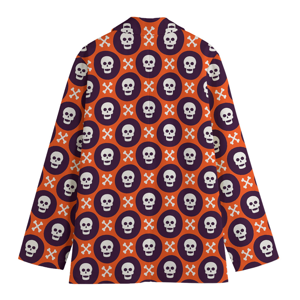 Halloween Skull And Bone Pattern Print Women's Blazer