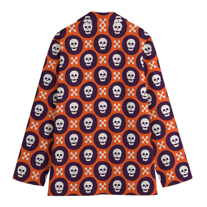 Halloween Skull And Bone Pattern Print Women's Blazer