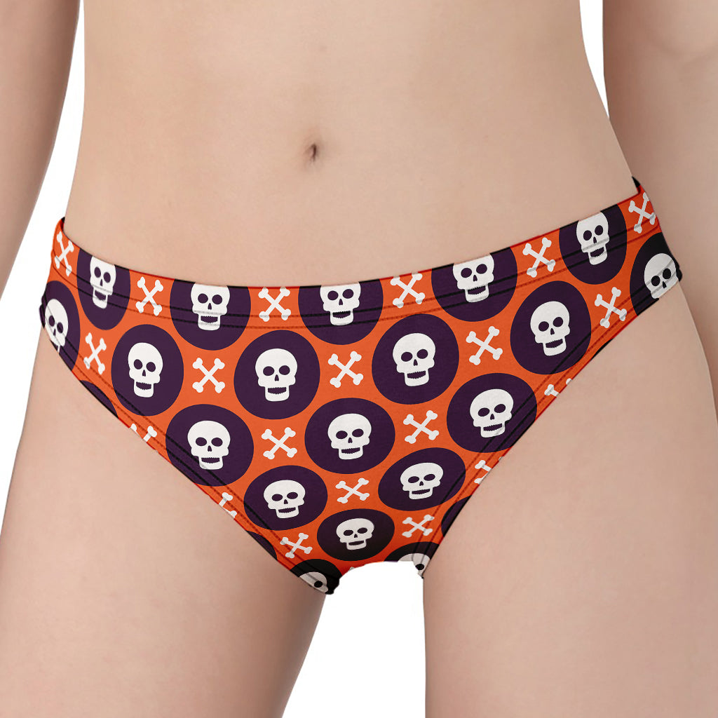 Halloween Skull And Bone Pattern Print Women's Panties