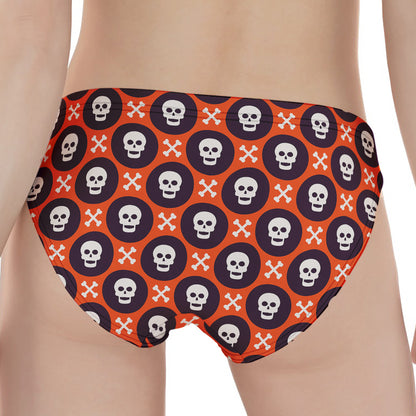 Halloween Skull And Bone Pattern Print Women's Panties
