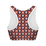 Halloween Skull And Bone Pattern Print Women's Sports Bra