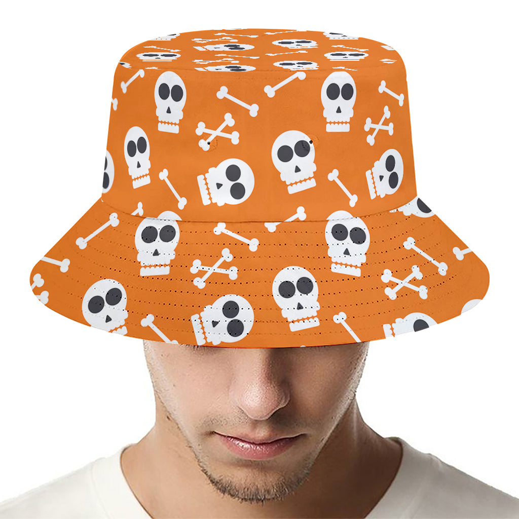Halloween Skull Pattern Print Bucket Hat