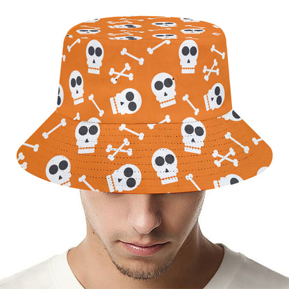 Halloween Skull Pattern Print Bucket Hat