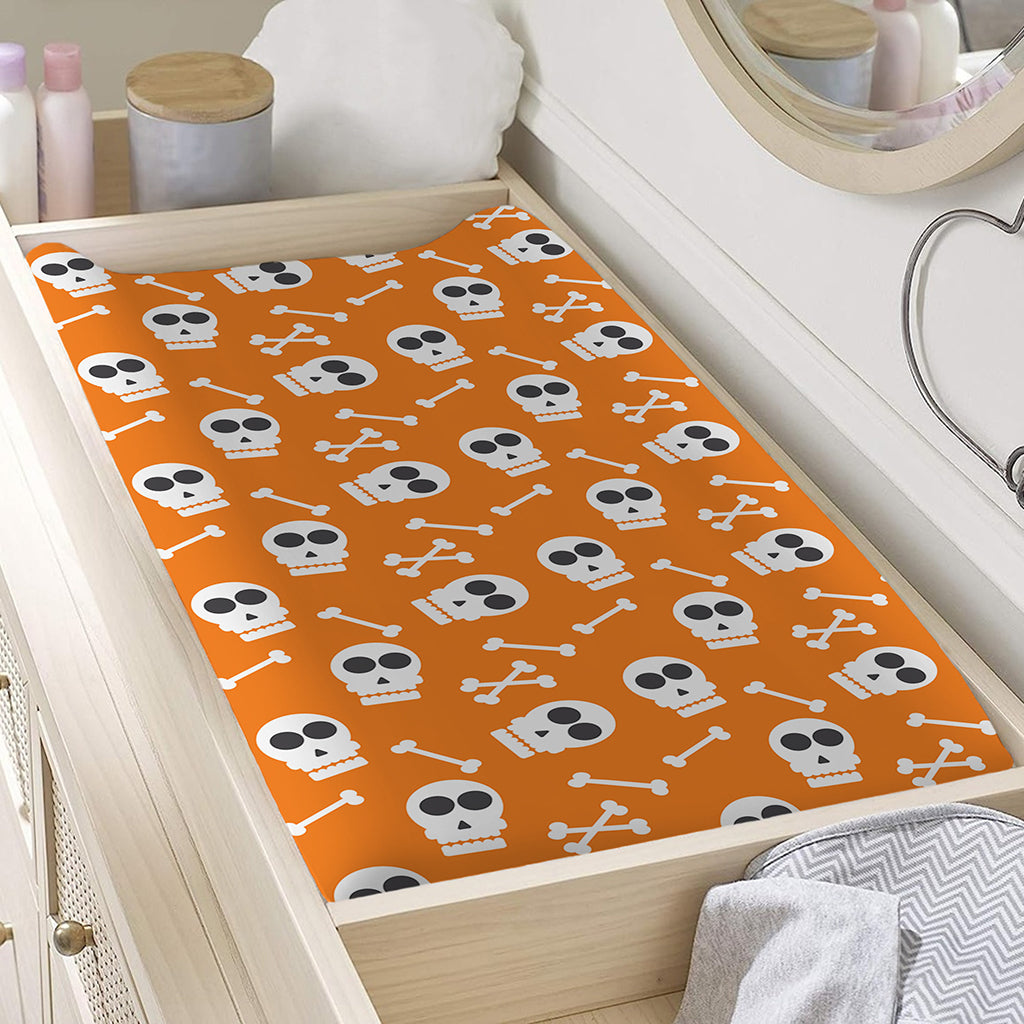 Halloween Skull Pattern Print Changing Pad Cover