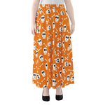 Halloween Skull Pattern Print Chiffon Maxi Skirt