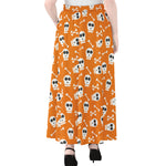 Halloween Skull Pattern Print Chiffon Maxi Skirt