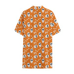 Halloween Skull Pattern Print Cotton Hawaiian Shirt