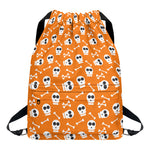 Halloween Skull Pattern Print Drawstring Backpack