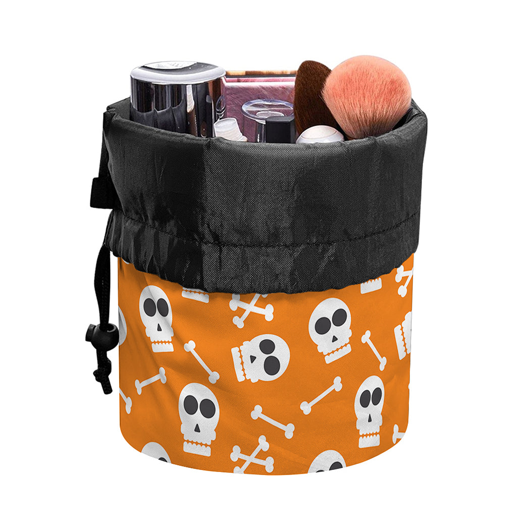 Halloween Skull Pattern Print Drawstring Makeup Bag