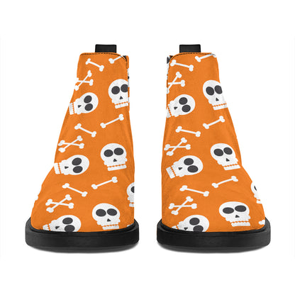 Halloween Skull Pattern Print Flat Ankle Boots