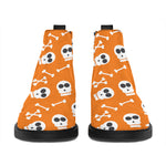 Halloween Skull Pattern Print Flat Ankle Boots