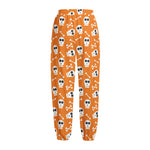 Halloween Skull Pattern Print Fleece Lined Knit Pants