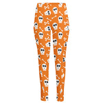 Halloween Skull Pattern Print High-Waisted Pocket Leggings