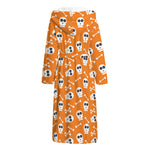Halloween Skull Pattern Print Hooded Bathrobe