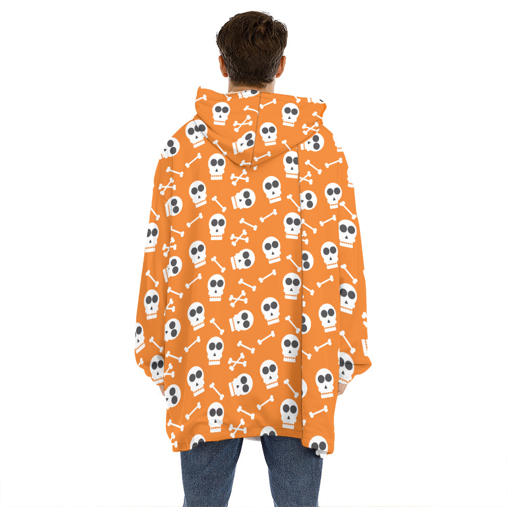 Halloween Skull Pattern Print Hoodie Blanket