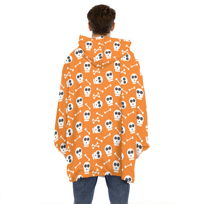 Halloween Skull Pattern Print Hoodie Blanket