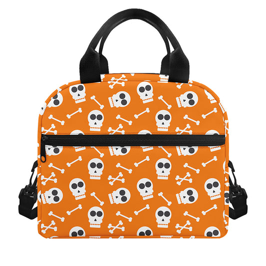 Halloween Skull Pattern Print Insulated Lunch Bag