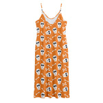 Halloween Skull Pattern Print Jersey Midi Cami Dress