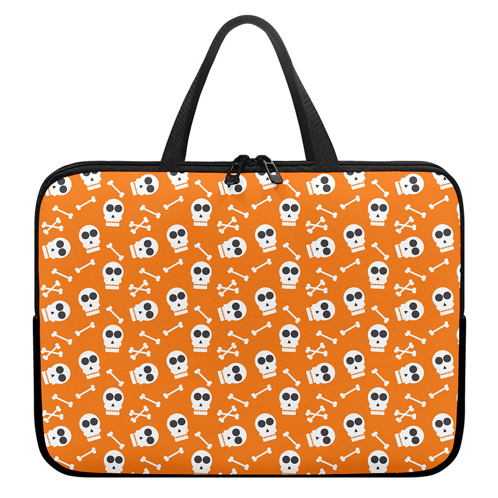 Halloween Skull Pattern Print Laptop Sleeve With Handle