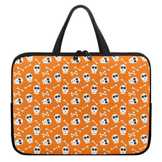 Halloween Skull Pattern Print Laptop Sleeve With Handle