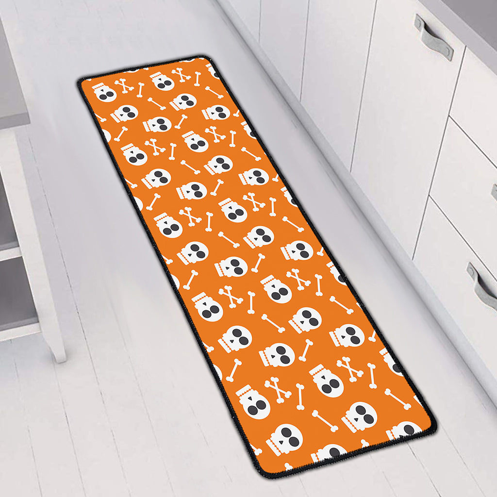 Halloween Skull Pattern Print Long Kitchen Mat