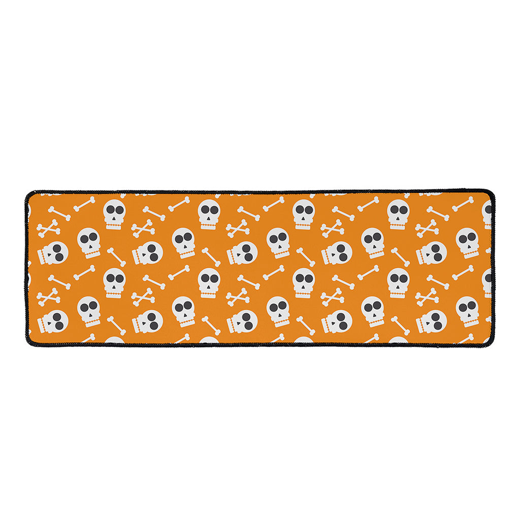 Halloween Skull Pattern Print Long Kitchen Mat