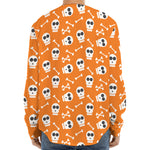 Halloween Skull Pattern Print Long Sleeve Baseball Jersey