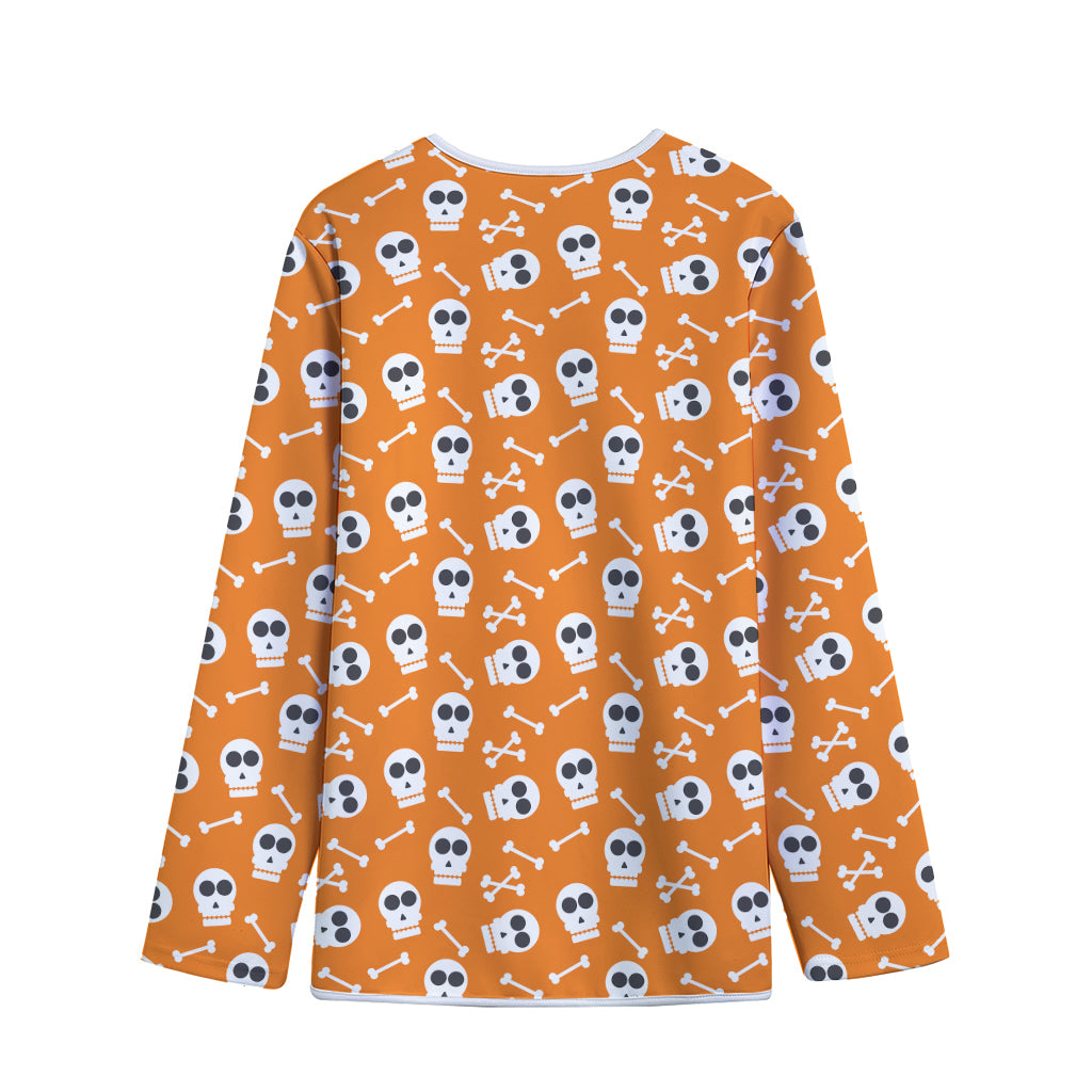 Halloween Skull Pattern Print Long Sleeve Short Coat
